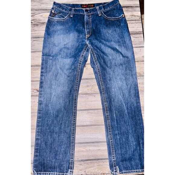 Ariat Demim Jeans Mens 36x34 Low Rise Boot Cut Work FR - Picture 1 of 5